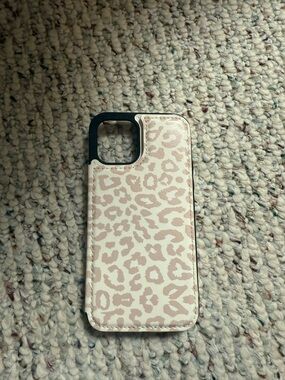 Pink leopard print wallet phone case